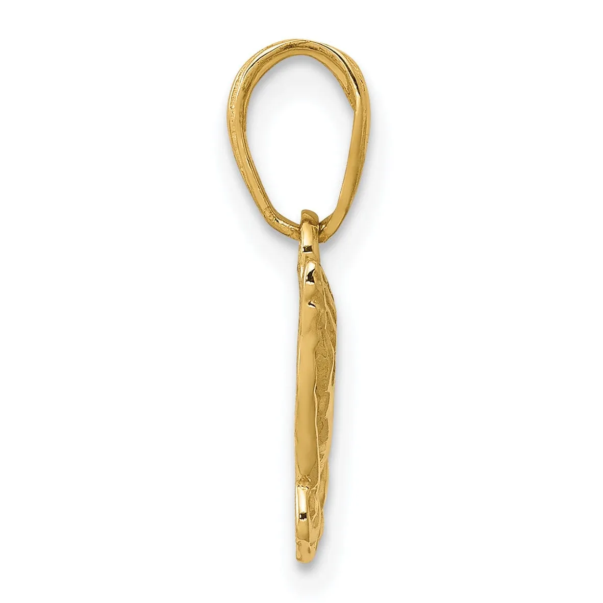 14k Yellow Gold Polished Texture Finish Solid Praying Hands Pendant