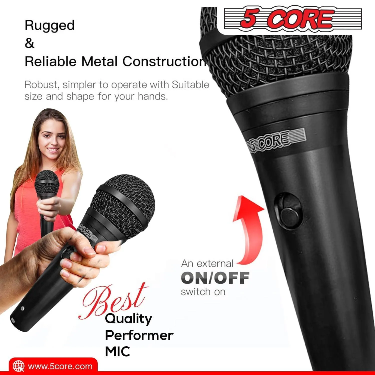 5 CORE Premium Vocal Dynamic Cardioid Handheld Microphone Neodymium