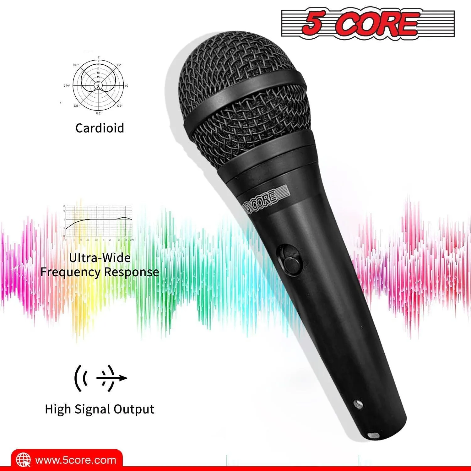 5 CORE Premium Vocal Dynamic Cardioid Handheld Microphone Neodymium