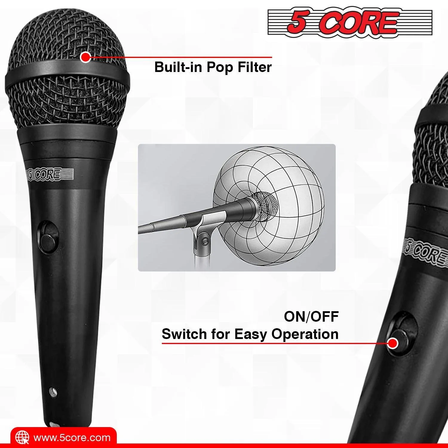 5 CORE Premium Vocal Dynamic Cardioid Handheld Microphone Neodymium