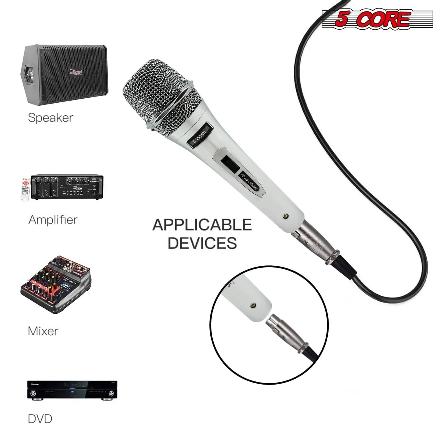 5Core Microphone Pro Neodymium Dynamic Mic XLR Audio Cardiod Karaoke