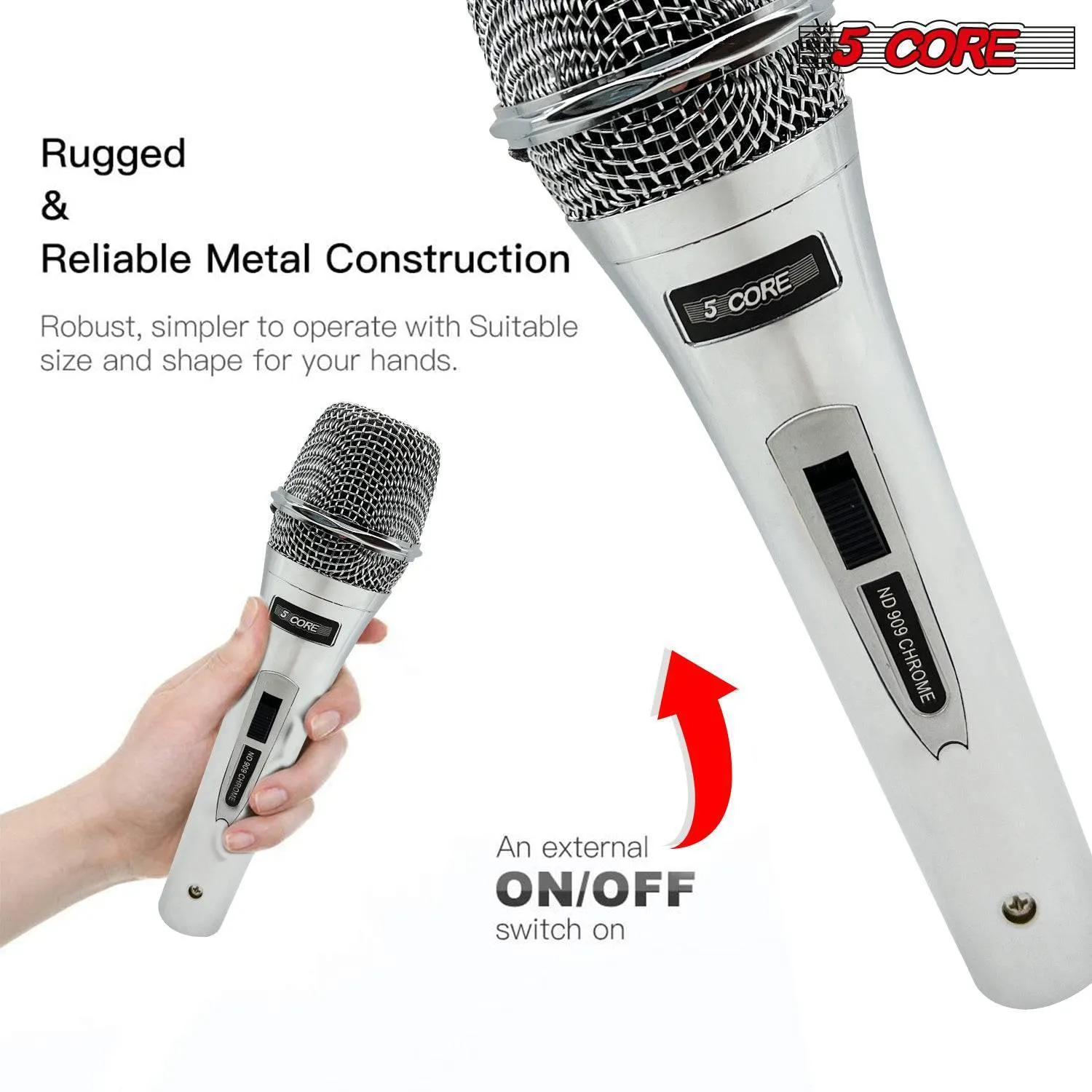 5Core Microphone Pro Neodymium Dynamic Mic XLR Audio Cardiod Karaoke