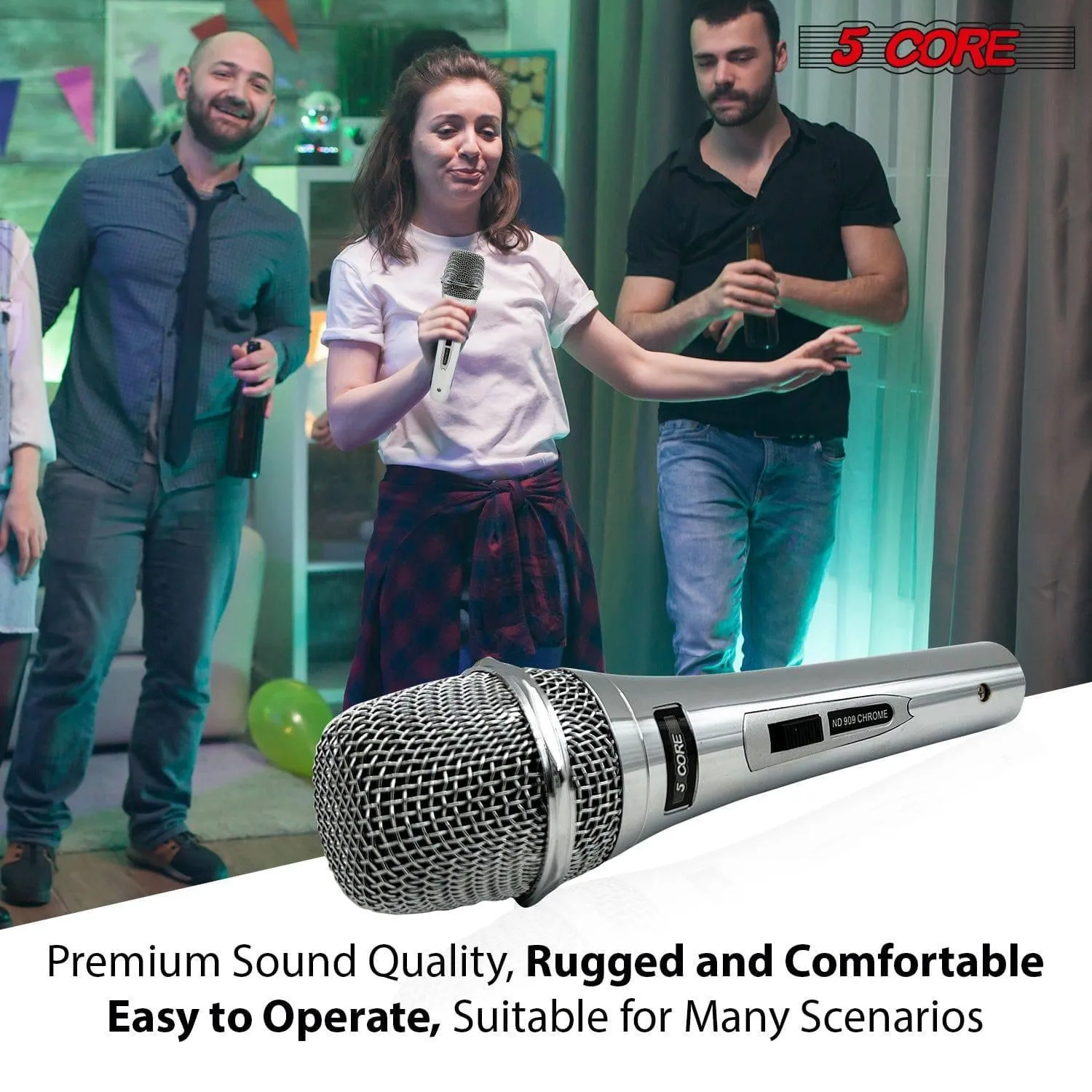 5Core Microphone Pro Neodymium Dynamic Mic XLR Audio Cardiod Karaoke