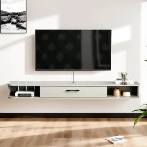 70.86" Eclan Floating TV Stand, Oak Grey