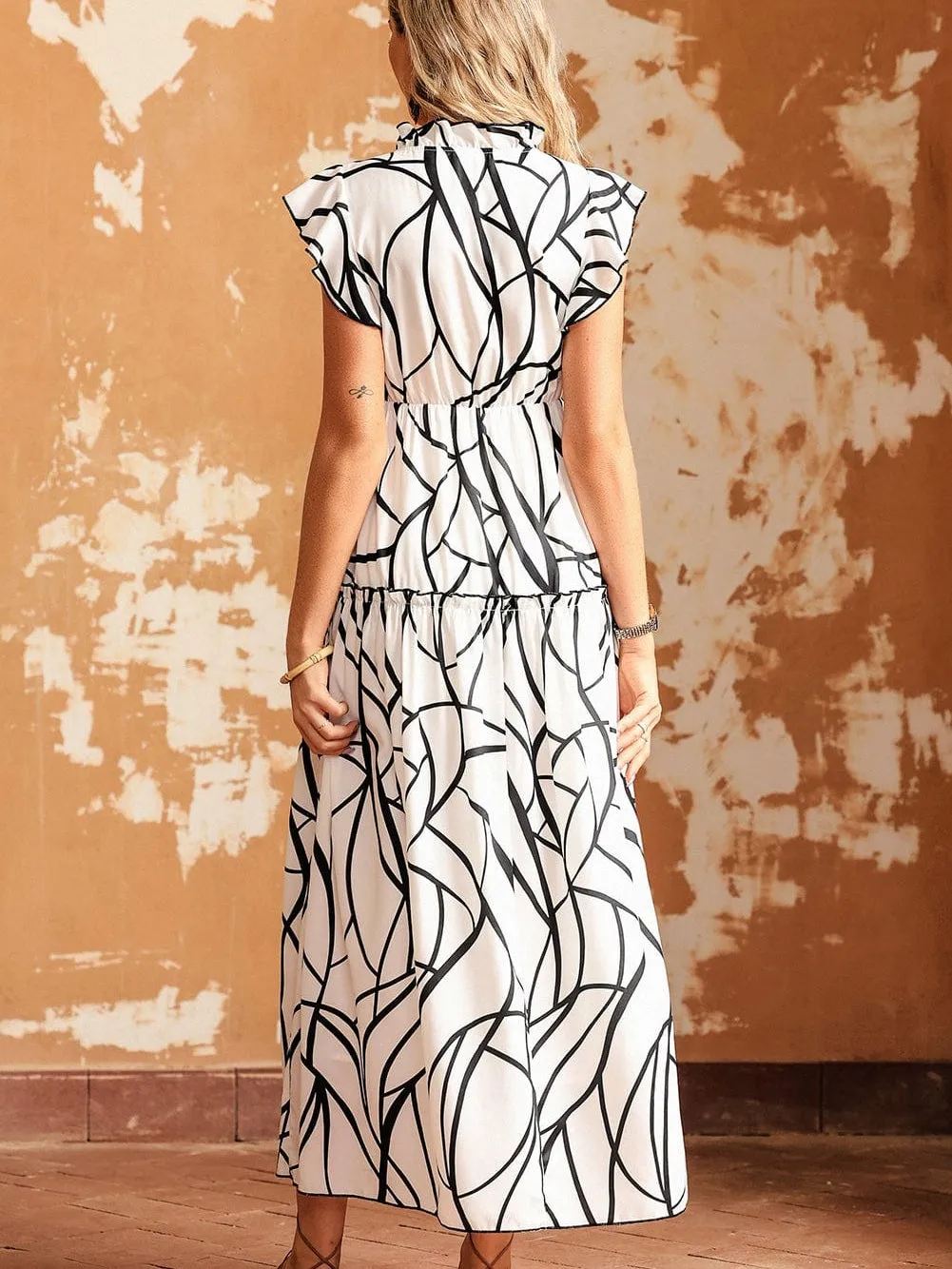 Beach Maxi Dress with Abstract Print