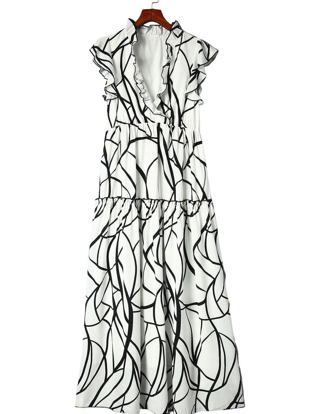 Beach Maxi Dress with Abstract Print