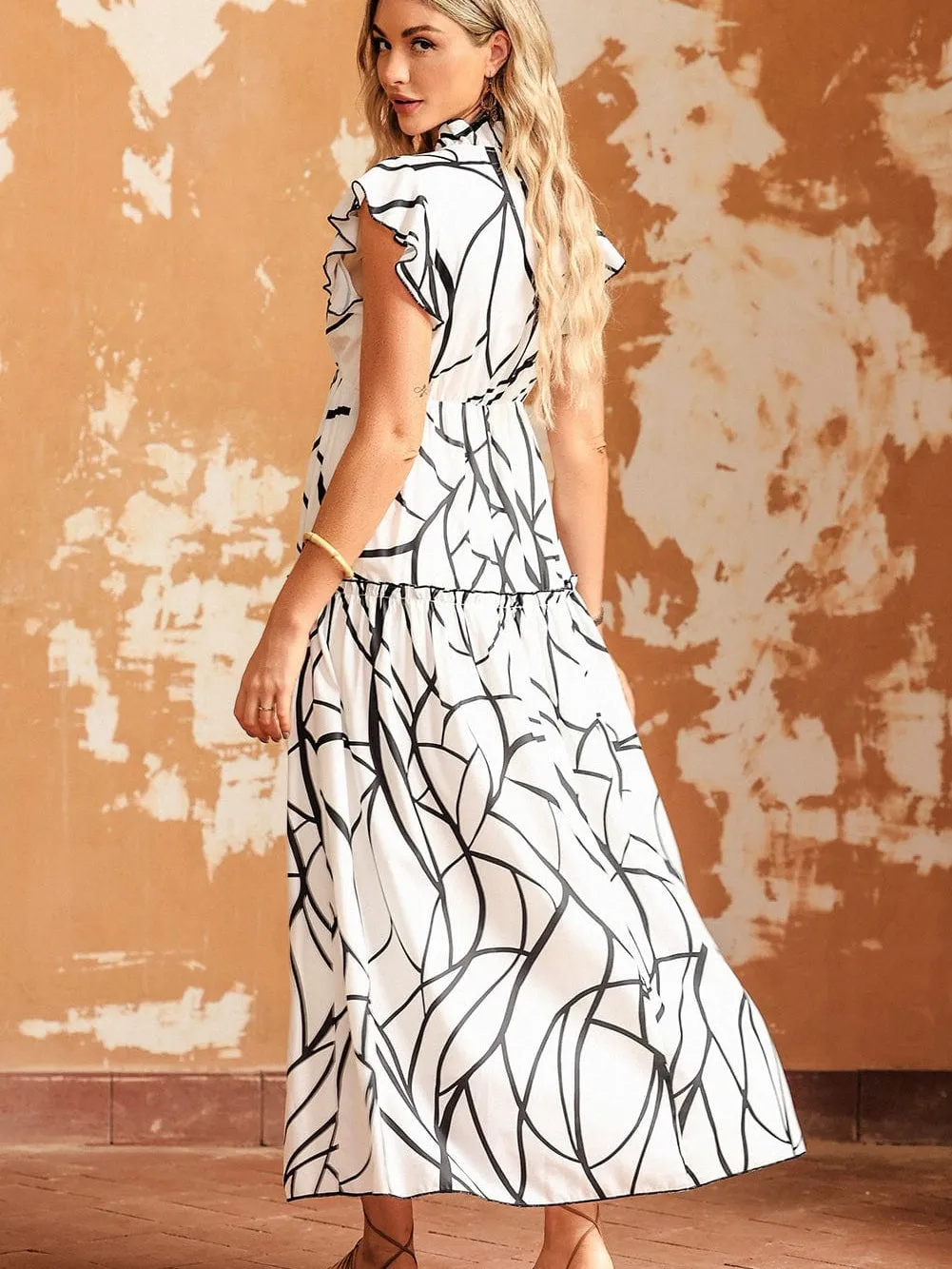 Beach Maxi Dress with Abstract Print