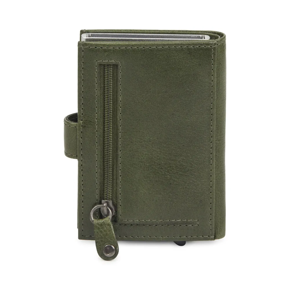 Card wallet with zippered coin pocket
