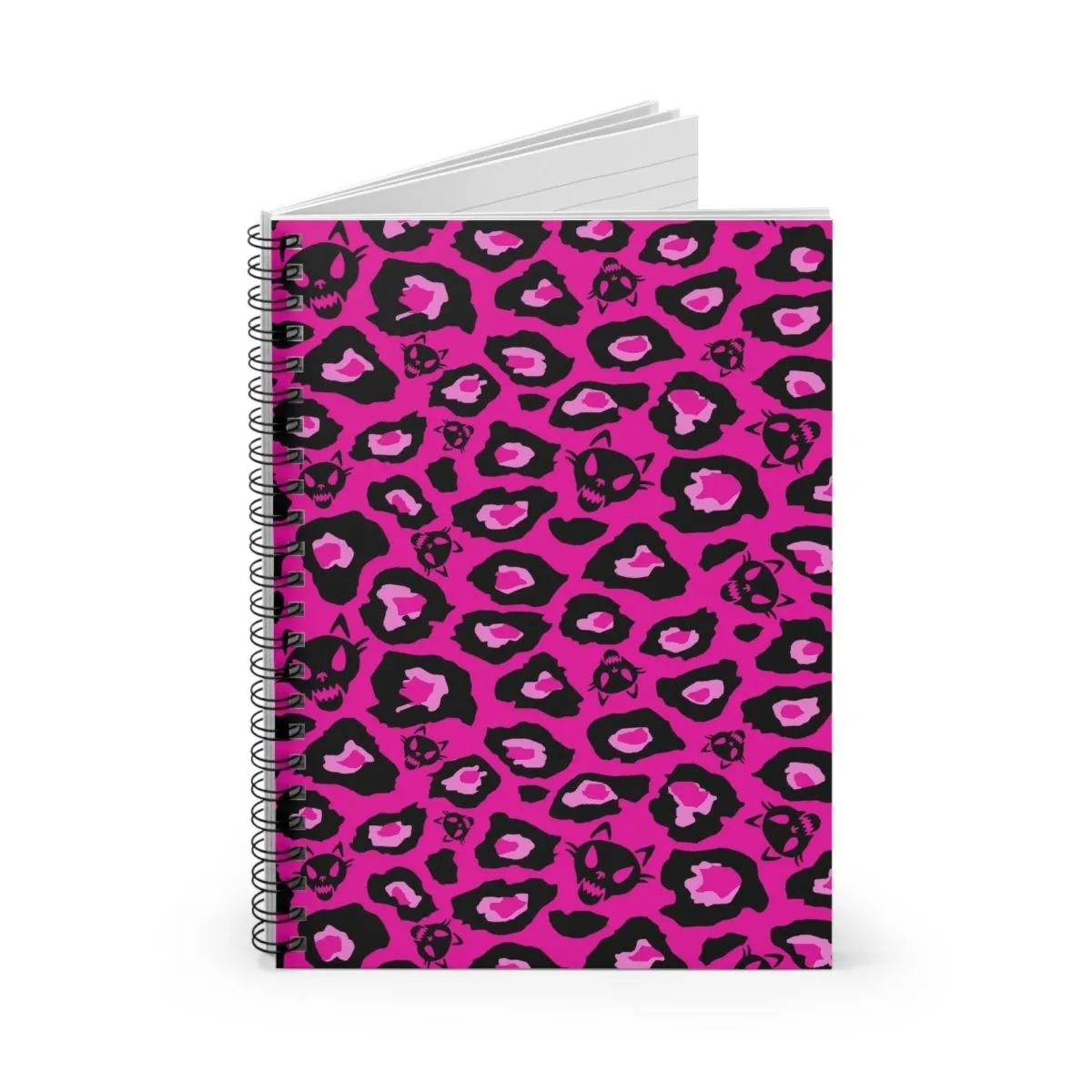 Cat Skull Leopard Print Spiral Notebook