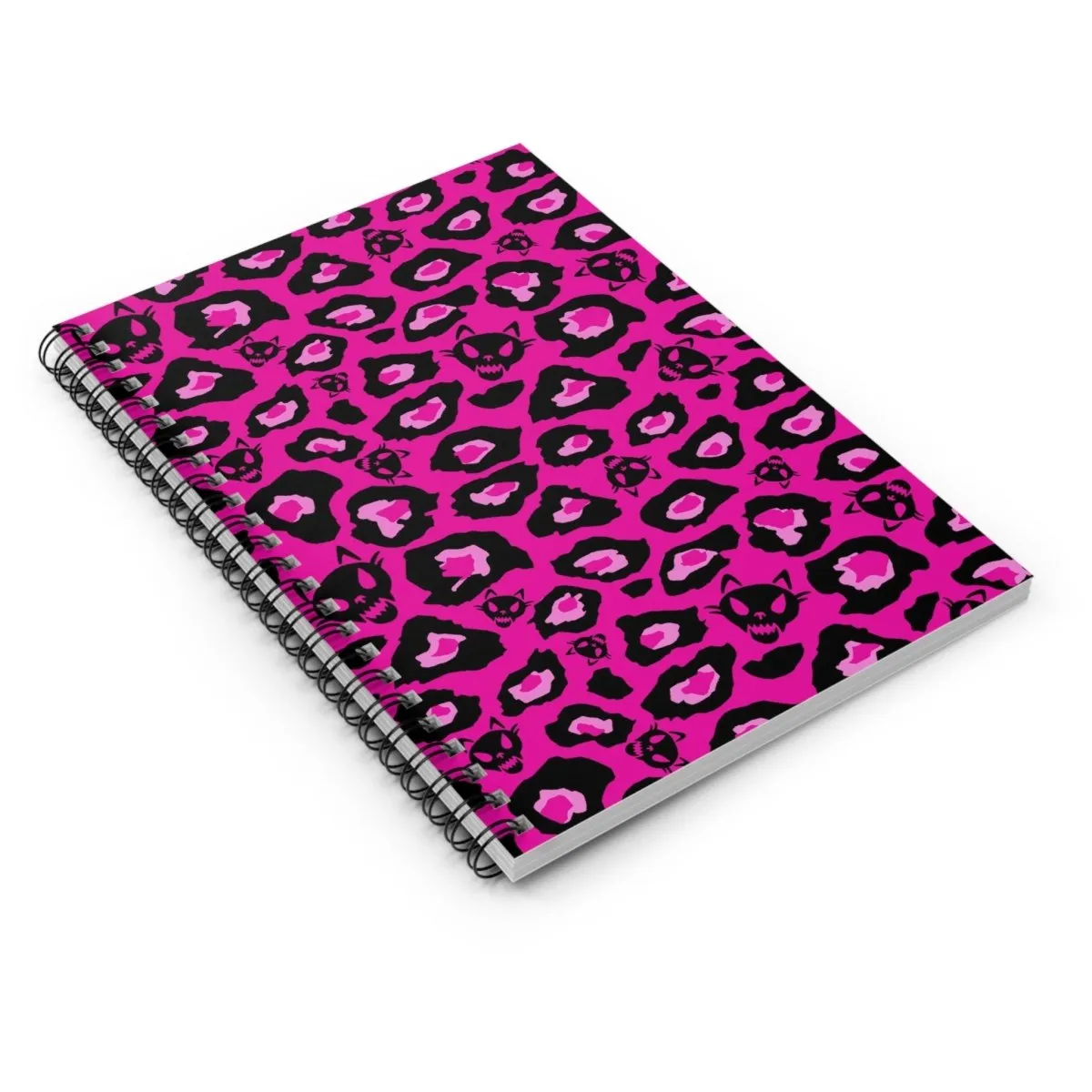 Cat Skull Leopard Print Spiral Notebook