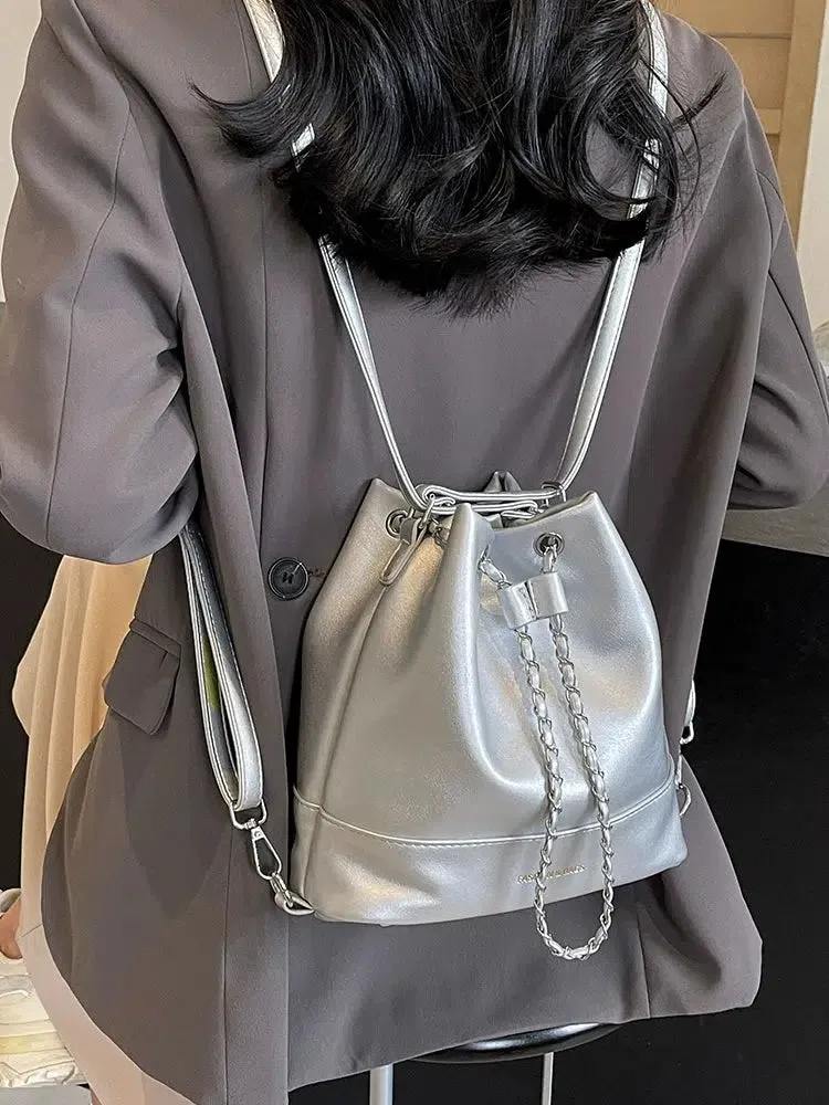 Chain Drawstring Shoulder Bag