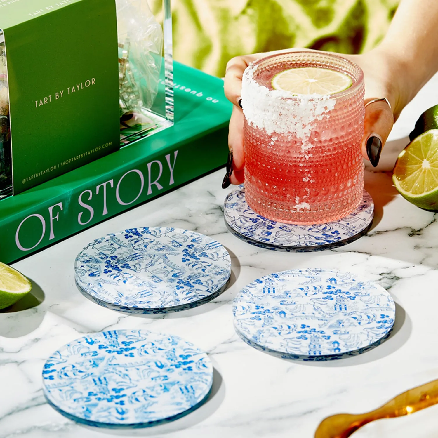 Chinoiserie Acrylic Drink Coasters