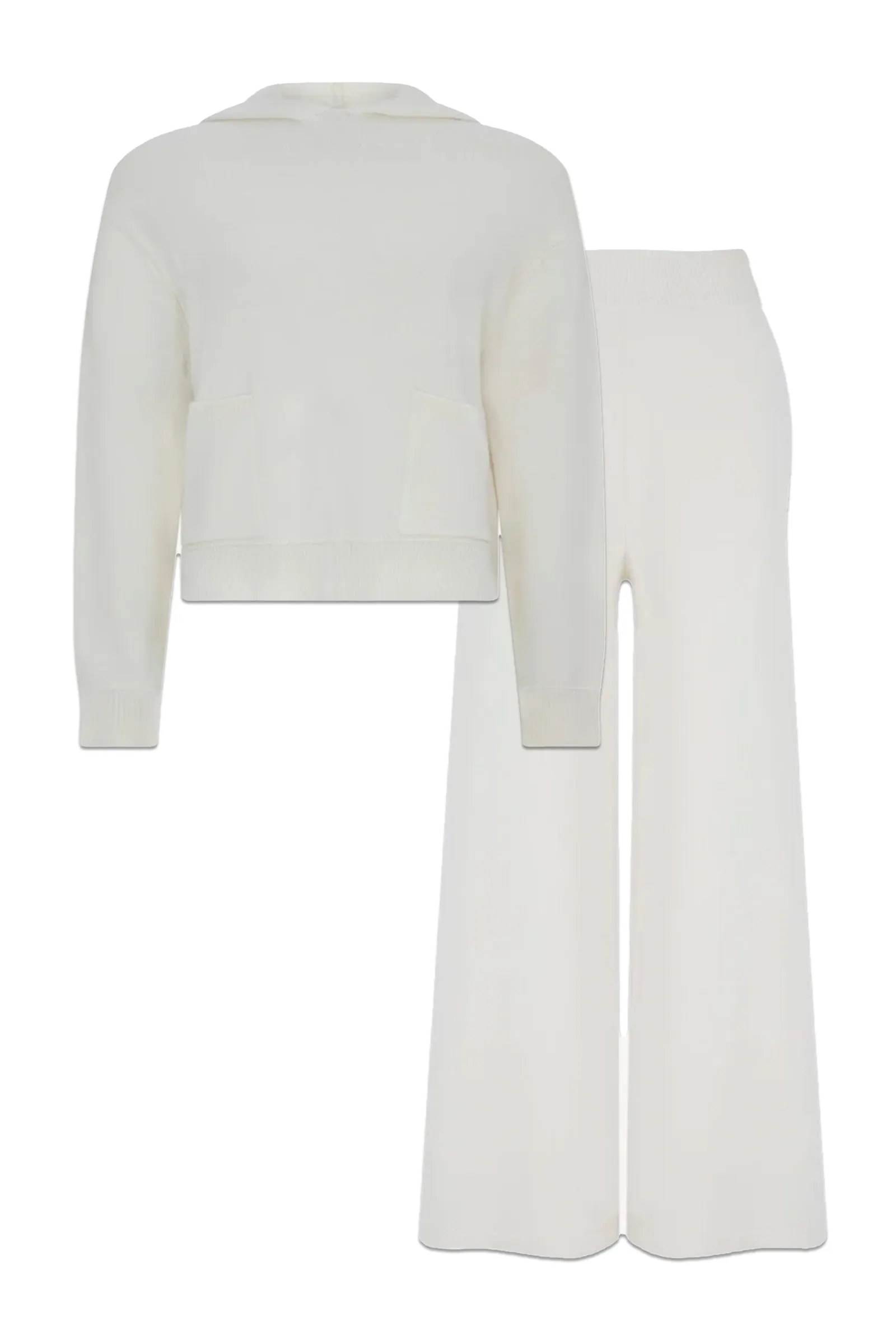 Cream Hooded Sweatshirt and Wool Blend Trousers