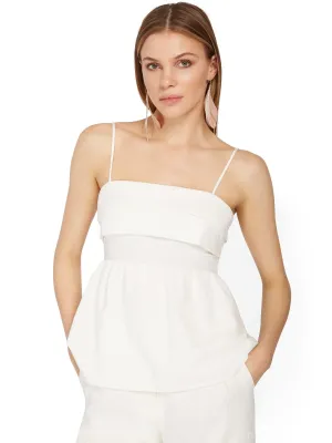 Crescent Pleated Linen-Blend Tank Top - Brands We Love