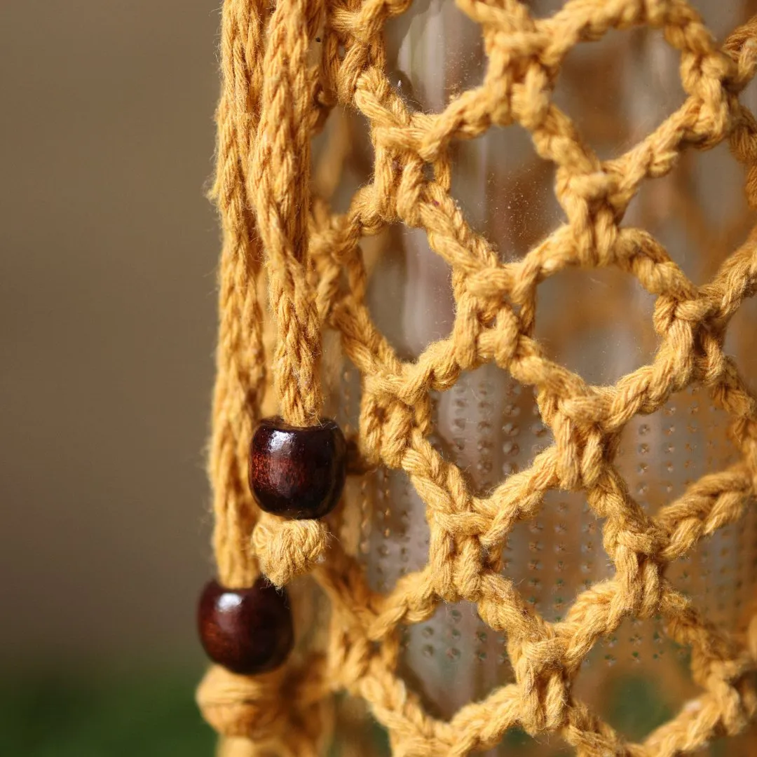 Crochet Web Yellow Handmade Bottle Cover