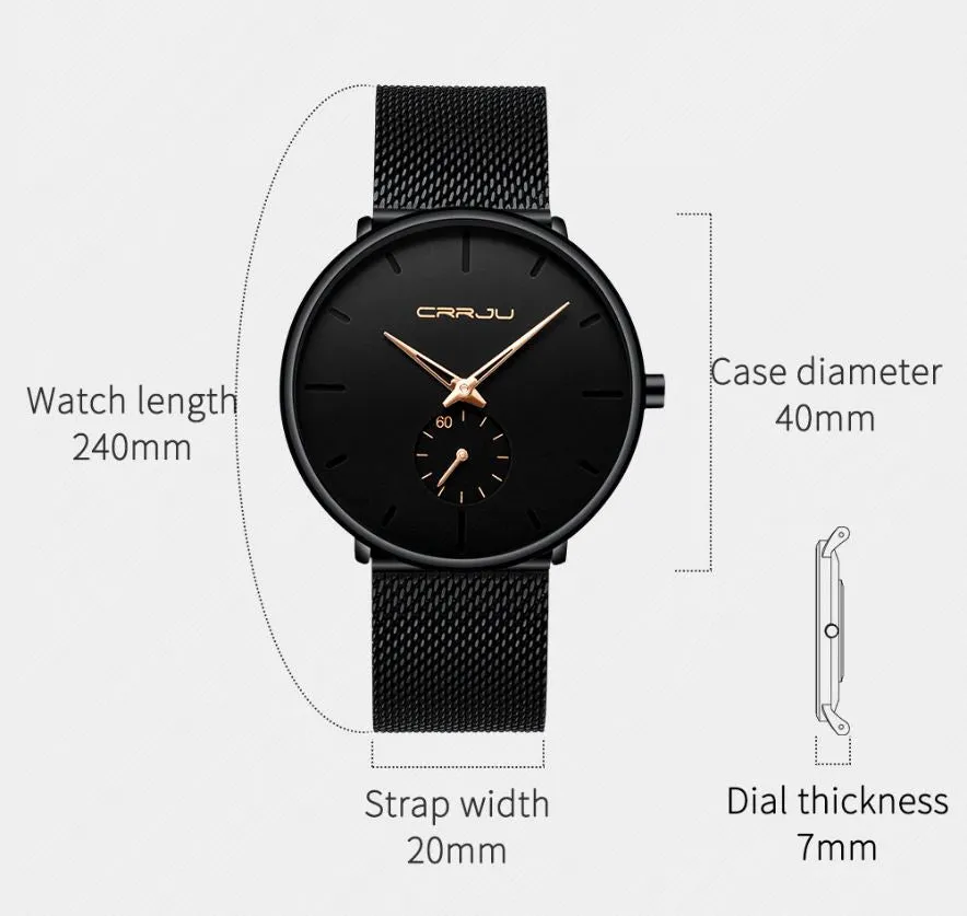 CRR™ Men's Minimalist Ultra Slim Black Watch