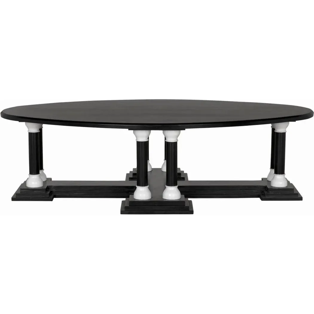 Desoto Coffee Table, Hand Rubbed Black and Solid White