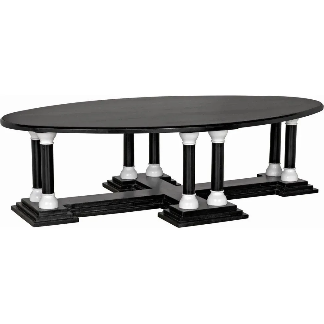 Desoto Coffee Table, Hand Rubbed Black and Solid White