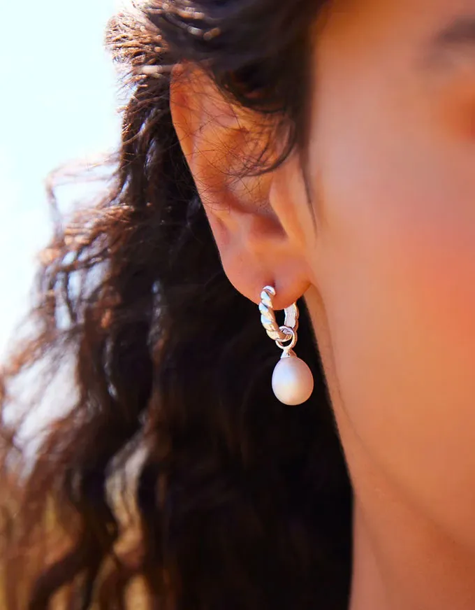 Dew Drop Silver Pearl Earrings