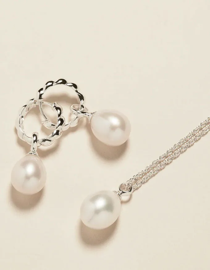 Dew Drop Silver Pearl Earrings