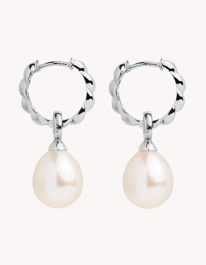 Dew Drop Silver Pearl Earrings