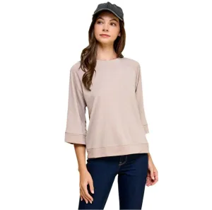 French Terry Minimalist Almond Top - Made in USA