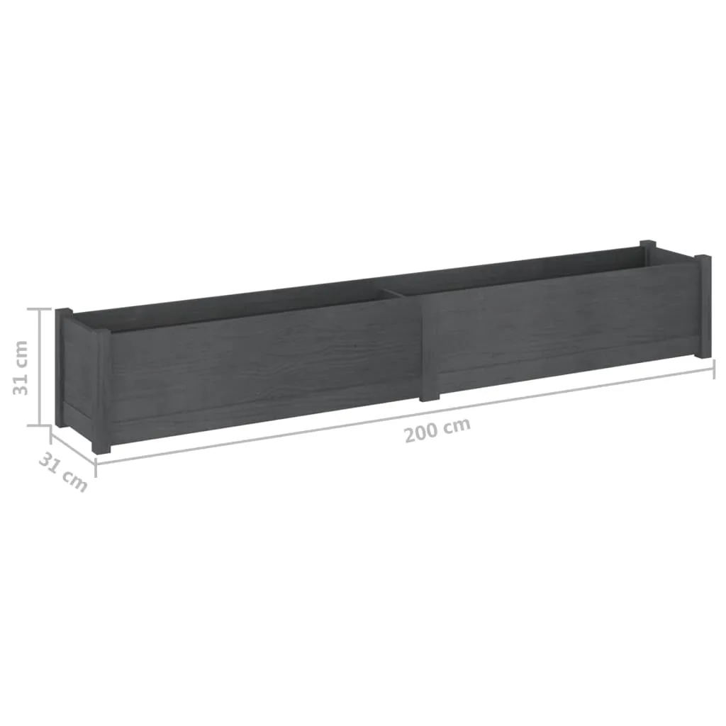 Garden Planter Grey 200x31x31 cm Solid Pinewood