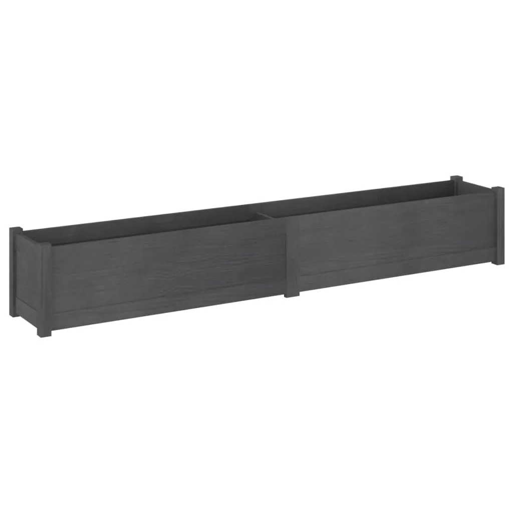 Garden Planter Grey 200x31x31 cm Solid Pinewood