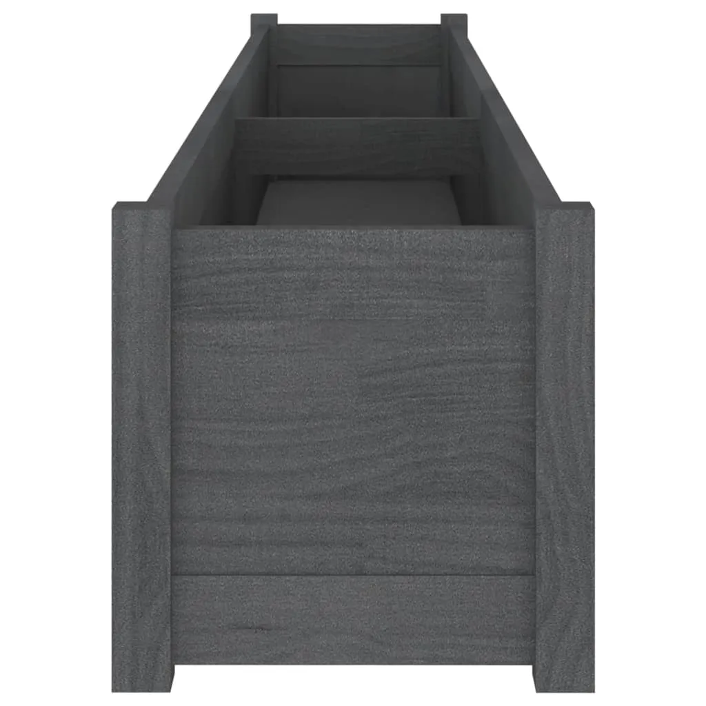 Garden Planter Grey 200x31x31 cm Solid Pinewood