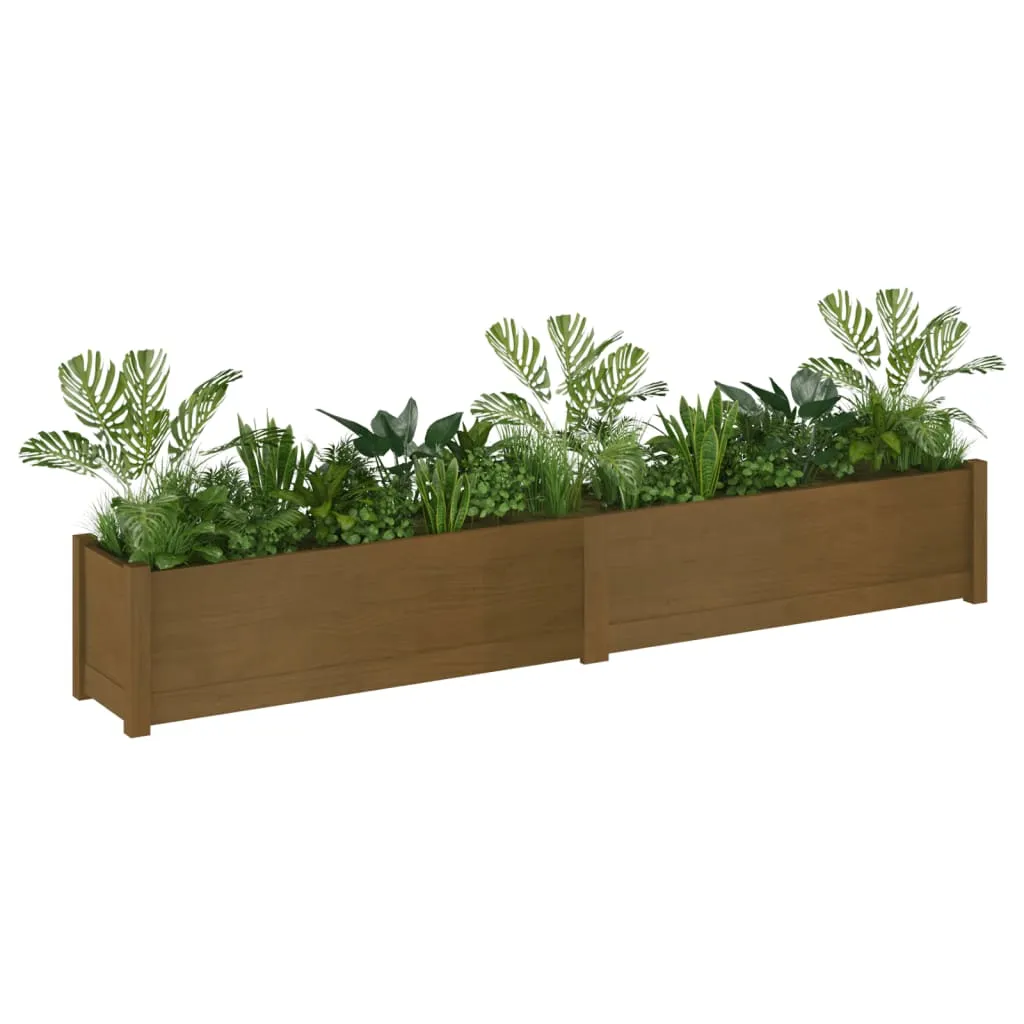 Garden Planter Honey Brown 200x31x31 cm Solid Pinewood