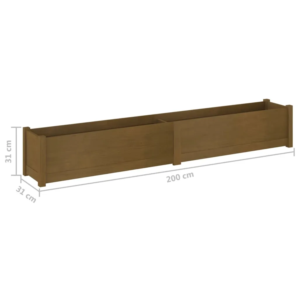 Garden Planter Honey Brown 200x31x31 cm Solid Pinewood