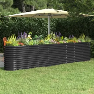 Garden Raised Bed Powder-coated Steel 332x40x68 cm Anthracite
