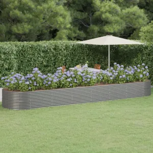 Garden Raised Bed Powder-coated Steel 584x140x68 cm Grey