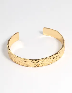 Gold Plated Brass Hammered Cuff Bracelet