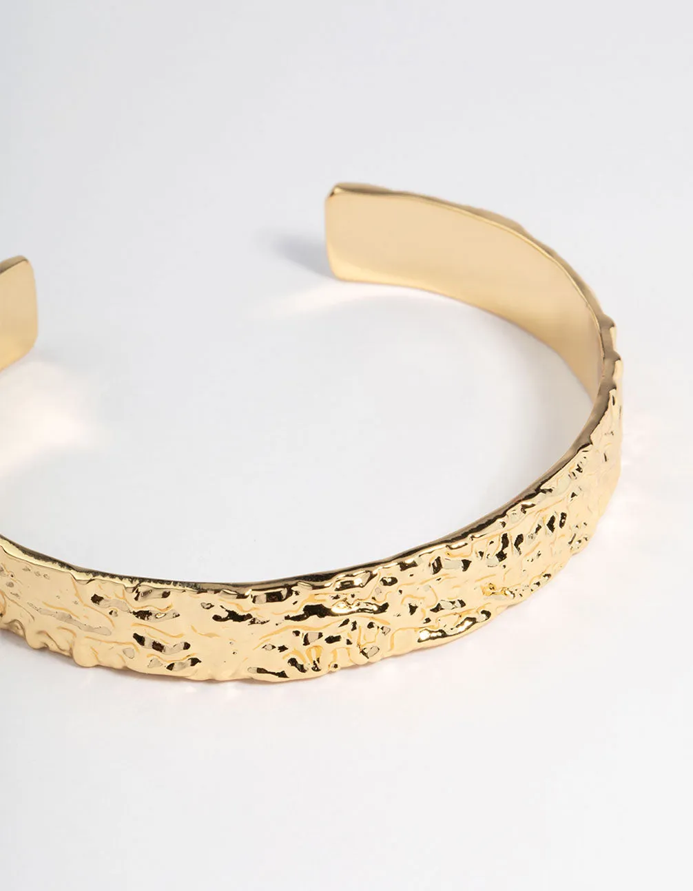 Gold Plated Brass Hammered Cuff Bracelet