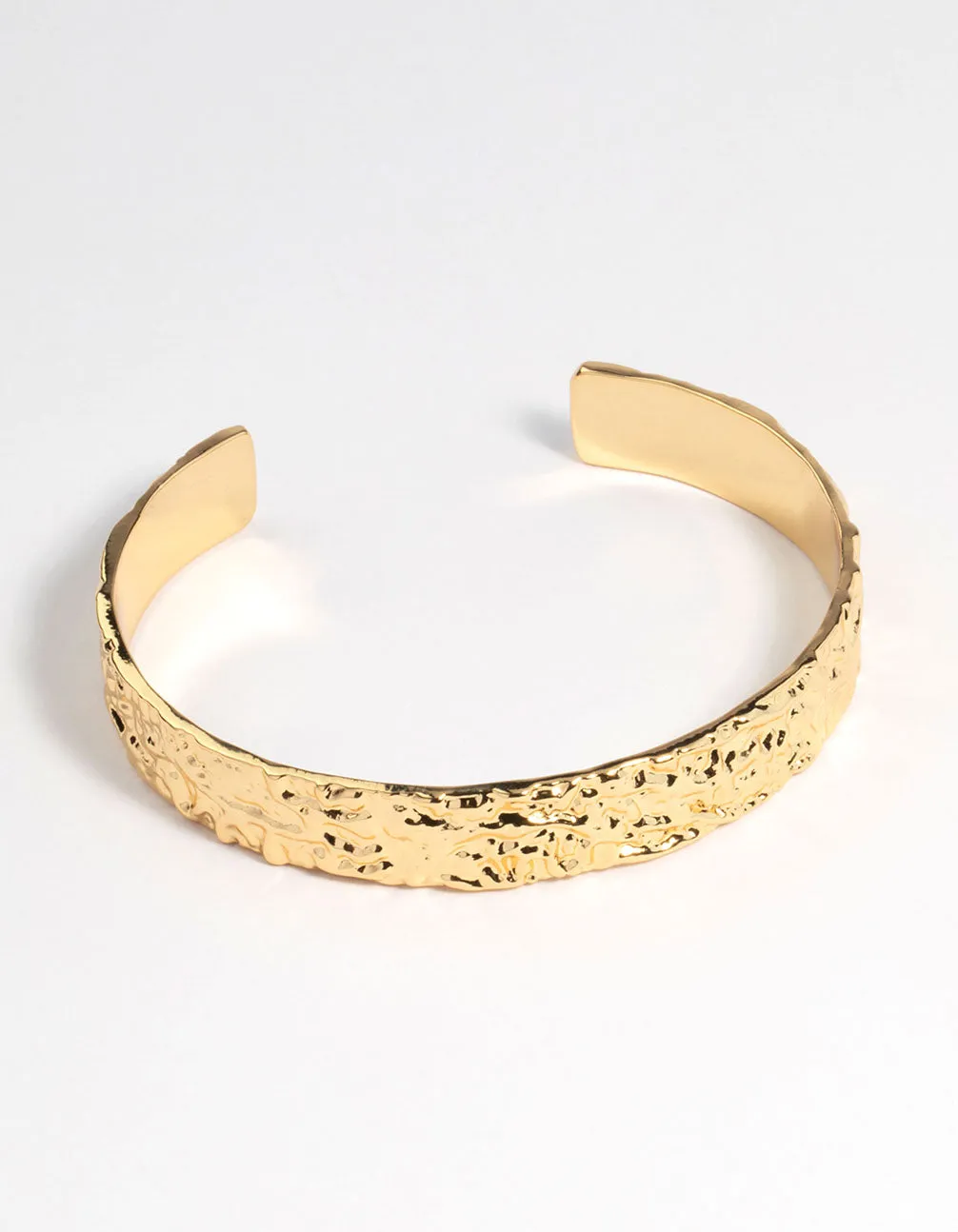Gold Plated Brass Hammered Cuff Bracelet