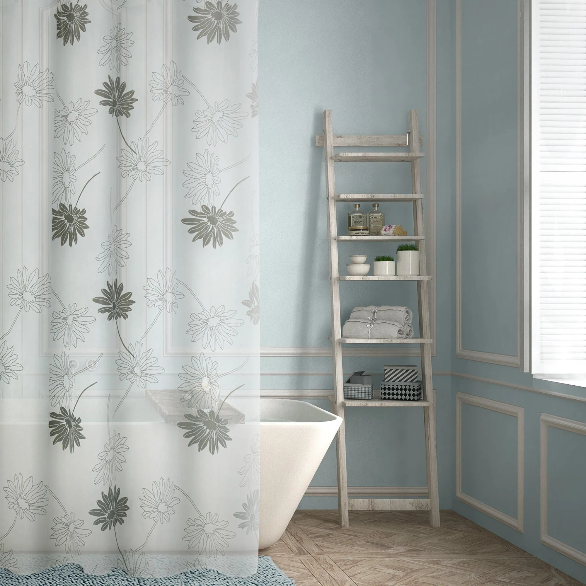 Gray Daisies Shower Curtain 70x72" 1pc