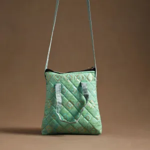 Green - Handcrafted Quilted Silk Sling Bag 08
