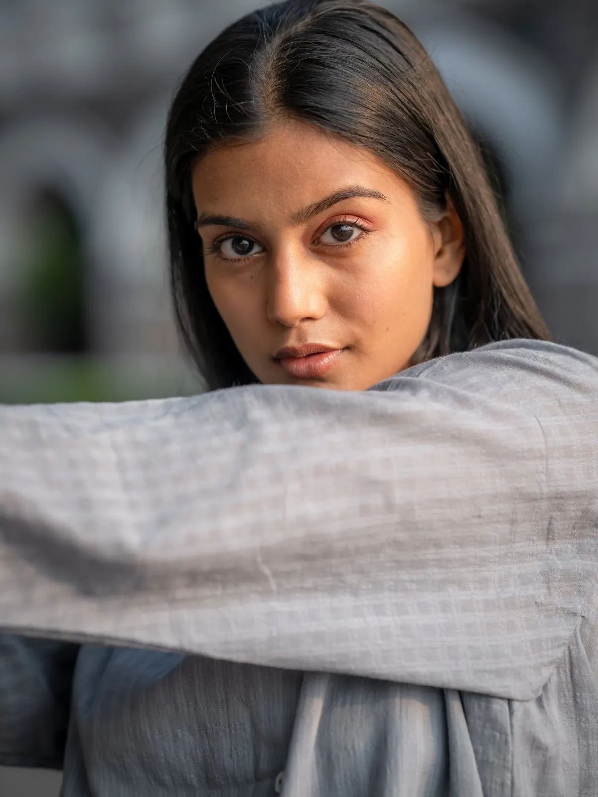 Grey Button-Down Handwoven Shirt