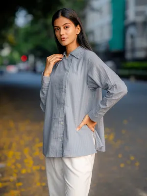 Grey Button-Down Handwoven Shirt