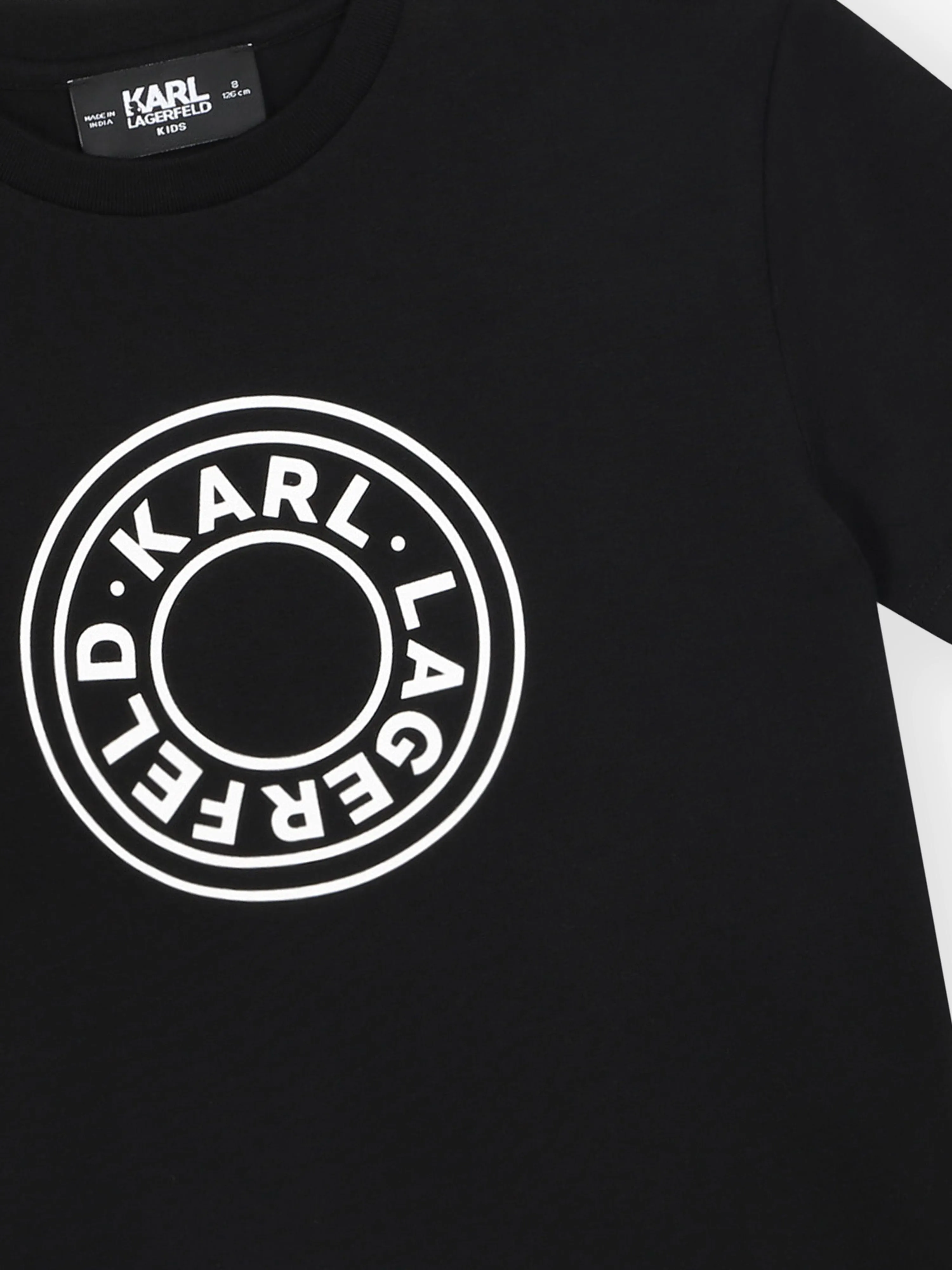 Karl Lagerfeld Boys Logo Print T-Shirt in Black