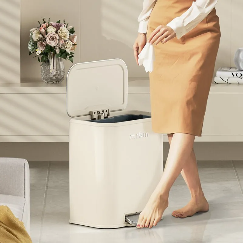 Kitchen Trash Can with Cream Styling and Extra-Wide Mouth