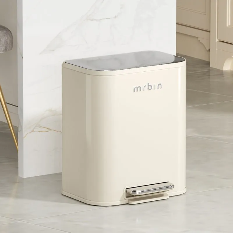 Kitchen Trash Can with Cream Styling and Extra-Wide Mouth