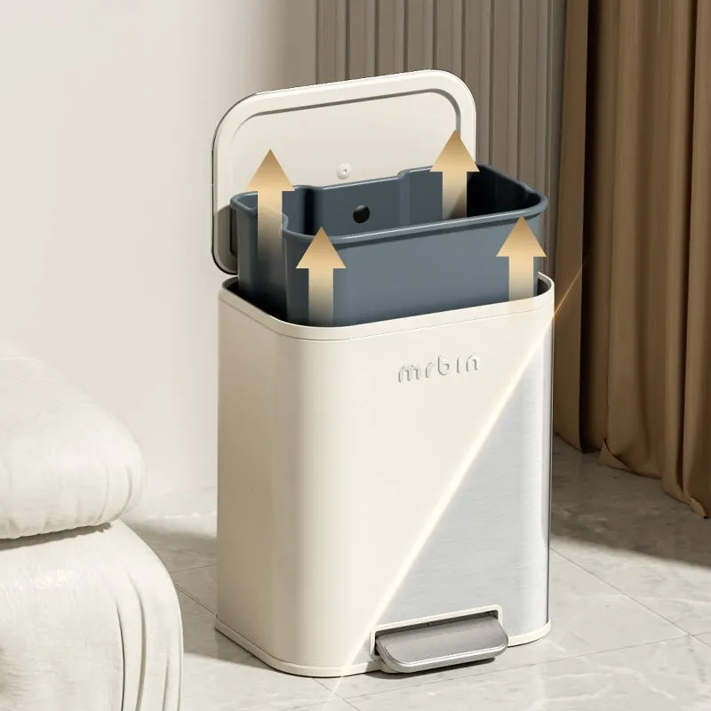 Kitchen Trash Can with Cream Styling and Extra-Wide Mouth