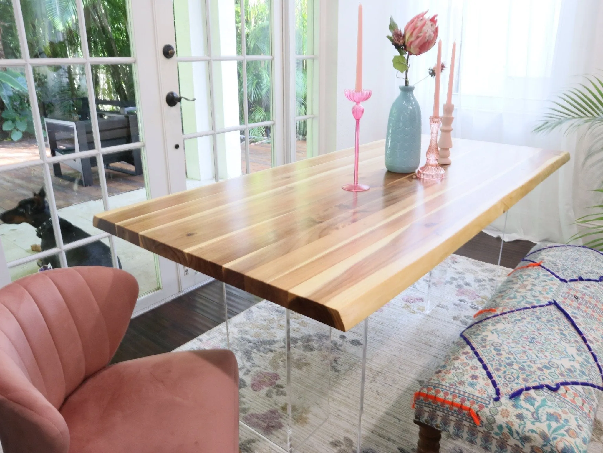 Live Edge Dining Table - Teak Wood Dining Room Table