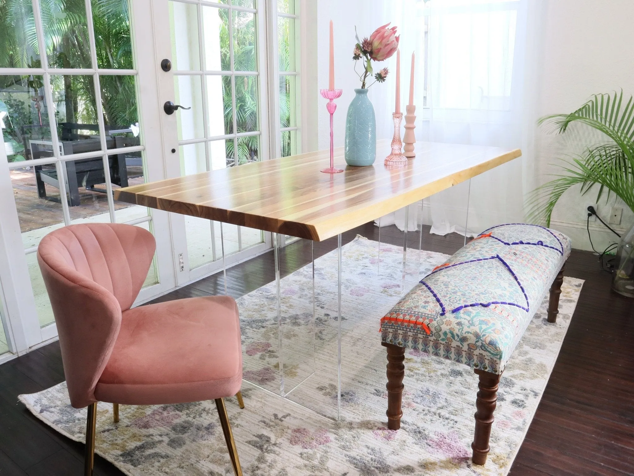 Live Edge Dining Table - Teak Wood Dining Room Table