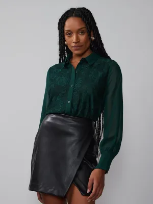 Long Sleeve Lace Bodice Shirt
