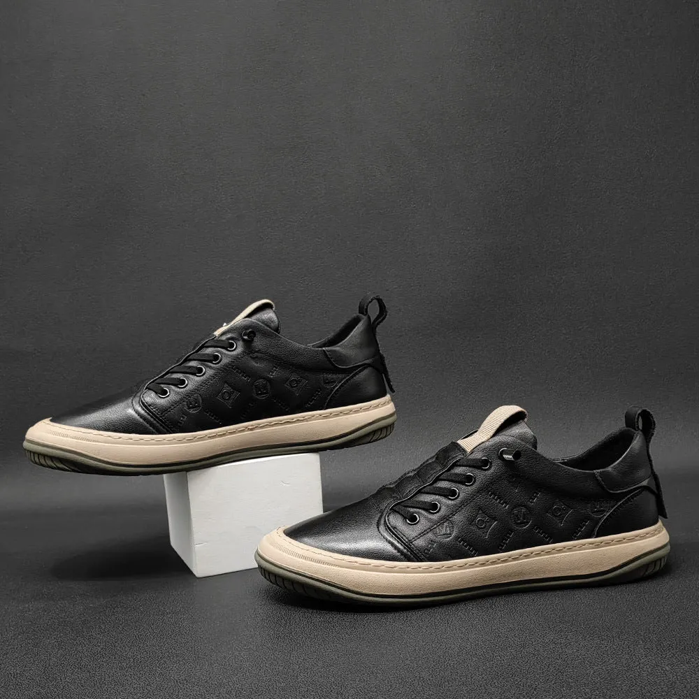Men Minimalist Leather Flat Soft Casual Shoes