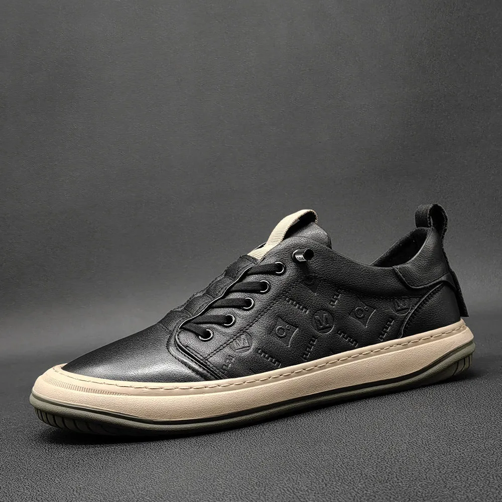 Men Minimalist Leather Flat Soft Casual Shoes
