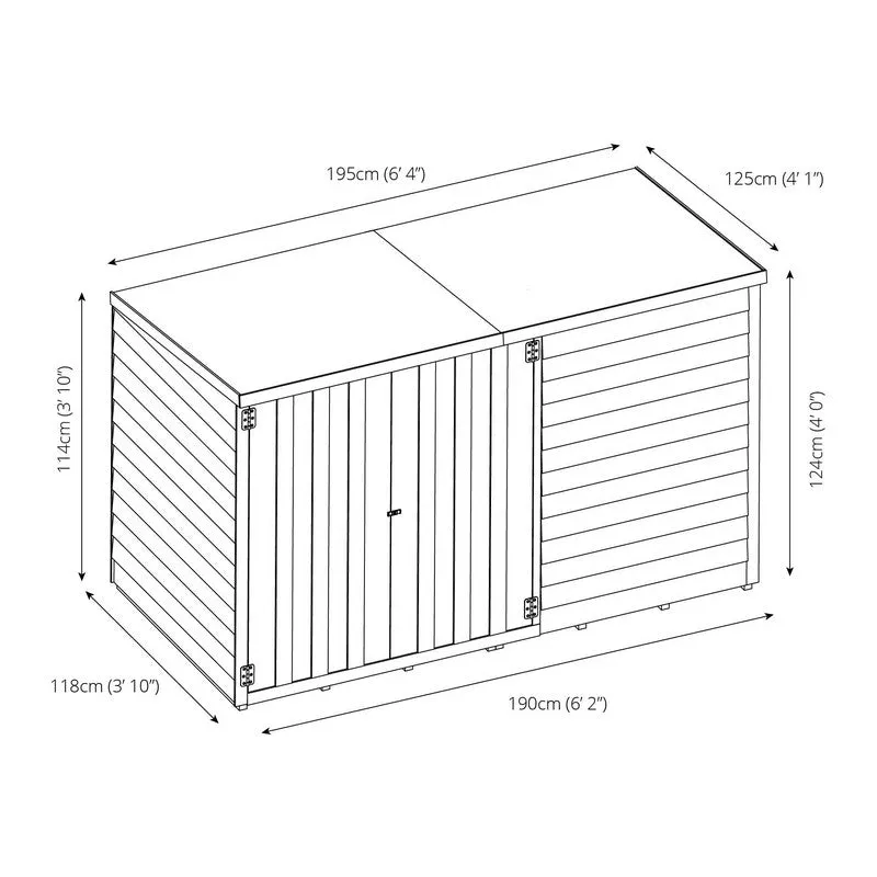 Mercia Garden Storage 4' 1" x 6' 4" Pent Bike Store - Budget Dip Treated Overlap